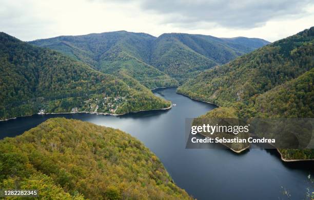 lucaci's stone ( piatra lui lucian) viewpoint at tarnita lake, transylvania, romania, europe. - cluj napoca stock pictures, royalty-free photos & images