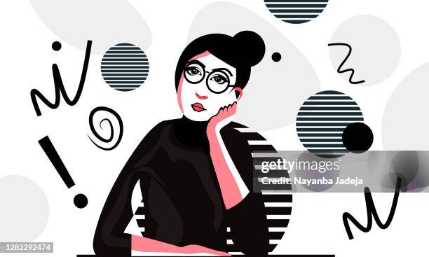 thinking girl illustration background - people speaking great background stock illustrations