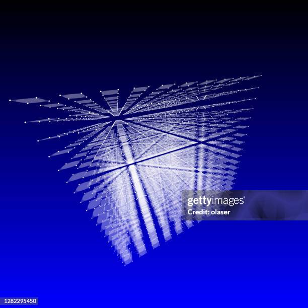abstract cube with many connections. diminishing perspective. - quantum computer stock illustrations