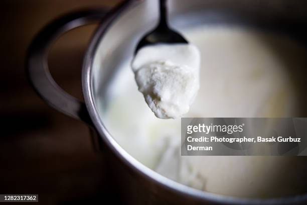 homemade yogurt - yoghurt pot stock-fotos und bilder