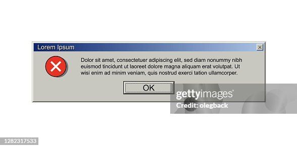 Old Computer Window With Error Message Retro Pc Interface With Problem ...