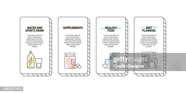 fitness and workout related process infographic template. process timeline chart. workflow layout with linear icons - runner stretching stock illustrations