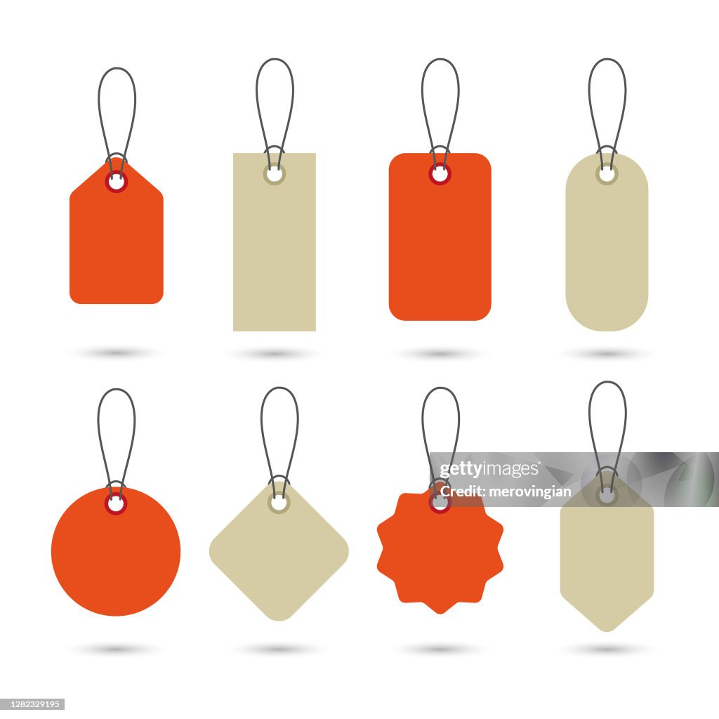 Conjunto de etiquetas de precios vacías en diferentes formas