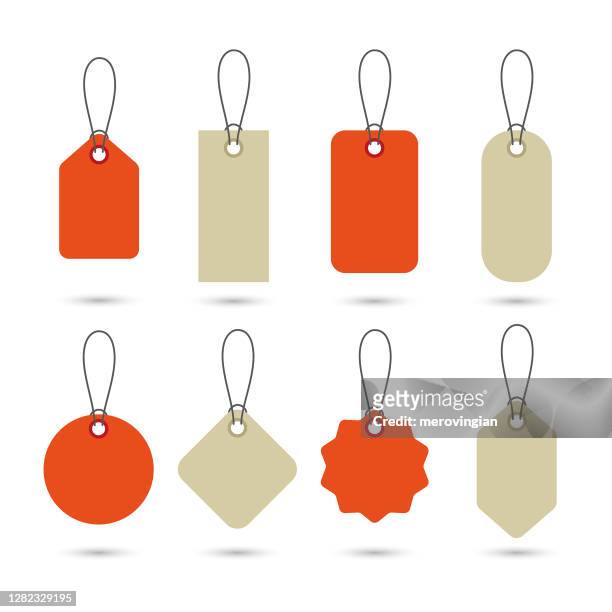 set of empty price tags in different shapes - price tag stock illustrations