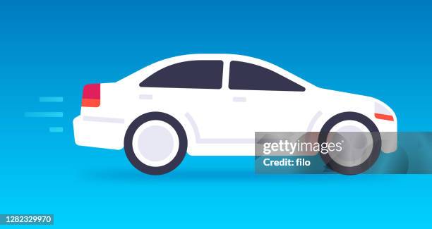 illustrazioni stock, clip art, cartoni animati e icone di tendenza di guida in auto bianca - car moving