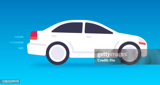 ilustrações, clipart, desenhos animados e ícones de condução de carro branco - carro