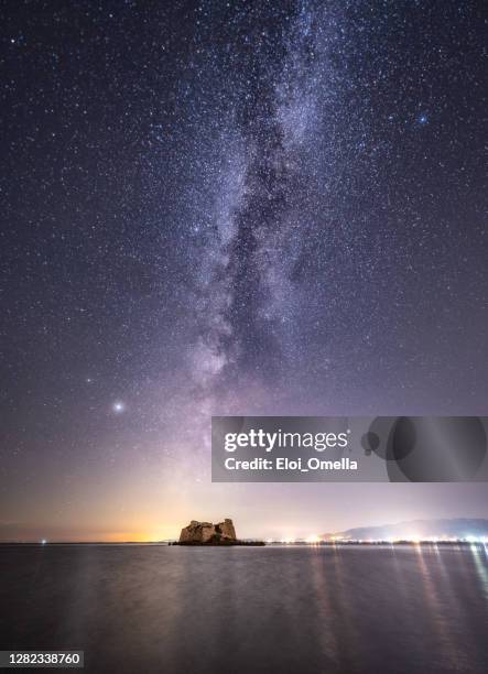 stars over sant joan tower - ebro delta stock pictures, royalty-free photos & images