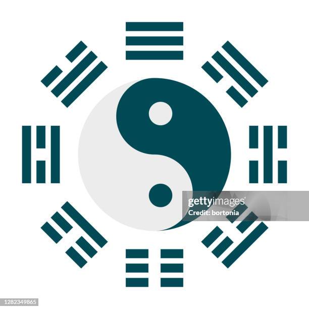 yin yang icon on transparent background - feng shui stock illustrations