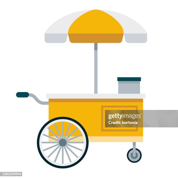 food cart icon on transparent background - food stall stock illustrations
