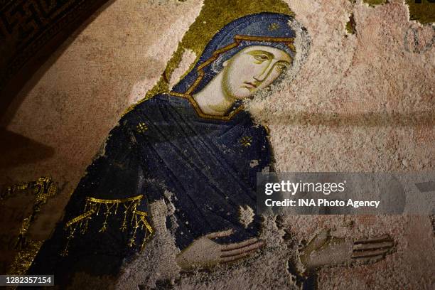 Christian frescoes inside in The Chora Museum in Istanbul, Turkey. The city's famous museum will be reconverted to a mosque and opened to Muslim...