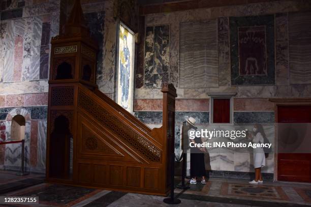 Tourists visit in the Chora Museum in Istanbul, Turkey. The city's famous museum will be reconverted to a mosque and opened to Muslim worship...