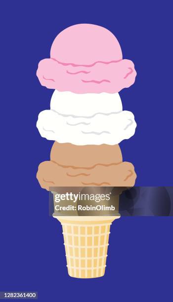neapolitanischer eiszapfen - eiscremewaffel stock-grafiken, -clipart, -cartoons und -symbole