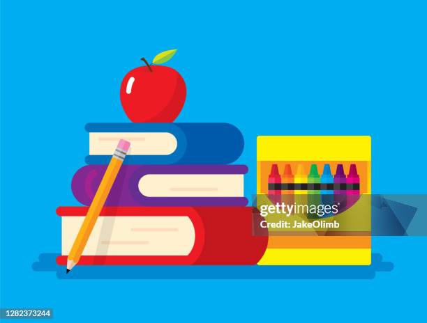 zurück zu schulartikeln - apple illustration stock-grafiken, -clipart, -cartoons und -symbole