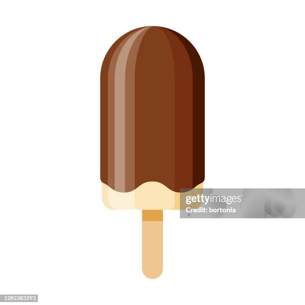 chocolate dipped popsicle icon on transparent background - chocolate sauce stock illustrations