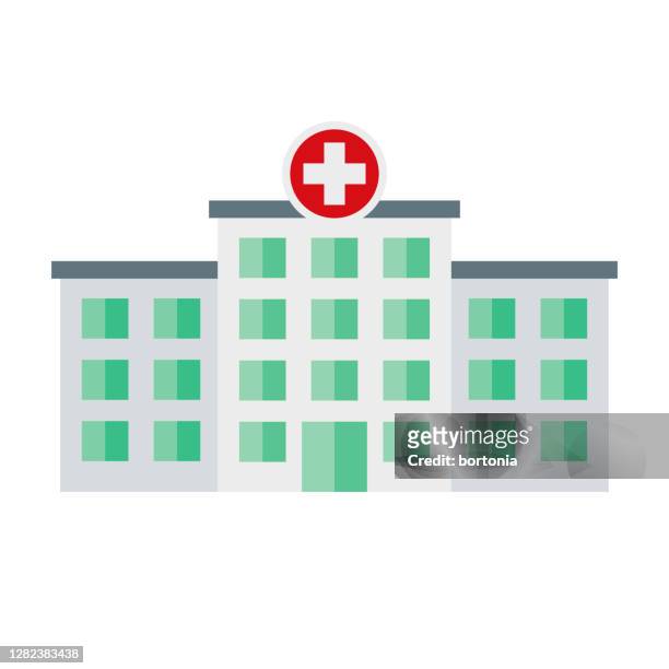 hospital icon on transparent background - hospital building exterior stock illustrations