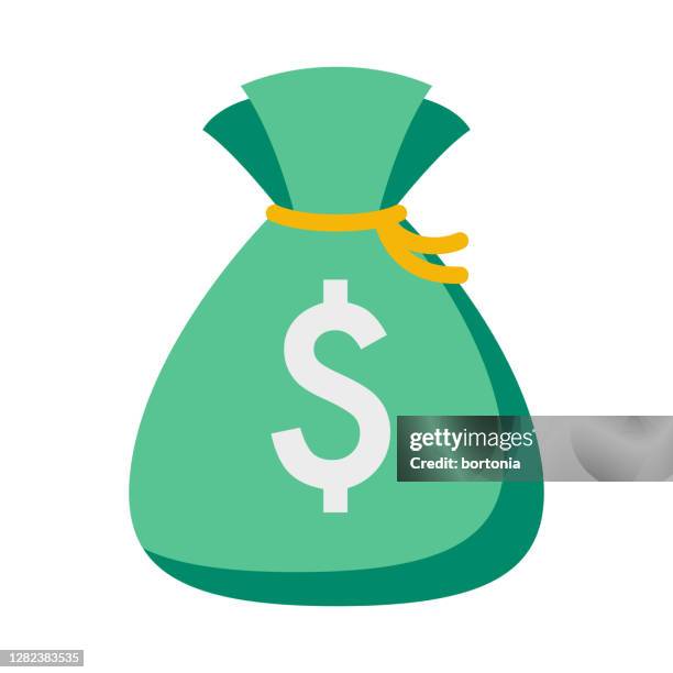 money bag icon on transparent background - bag of money stock illustrations