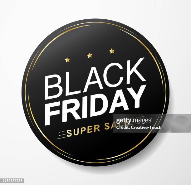 black friday golden sticker - black friday sale stock illustrations