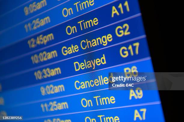 cancelled flights due to weather - flights stock pictures, royalty-free photos & images