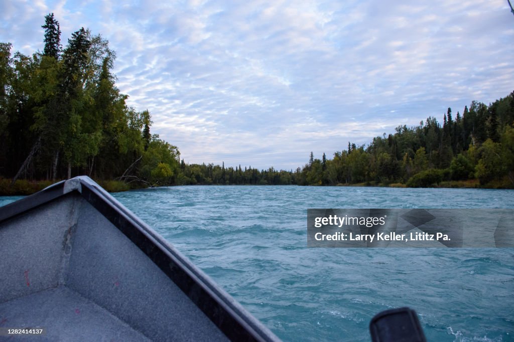 Kasilof River Alaska View From A Drift Boat High Res Stock Photo kasilof-river-alaska-view-from-a-drift-boat-high-res-stock-photo