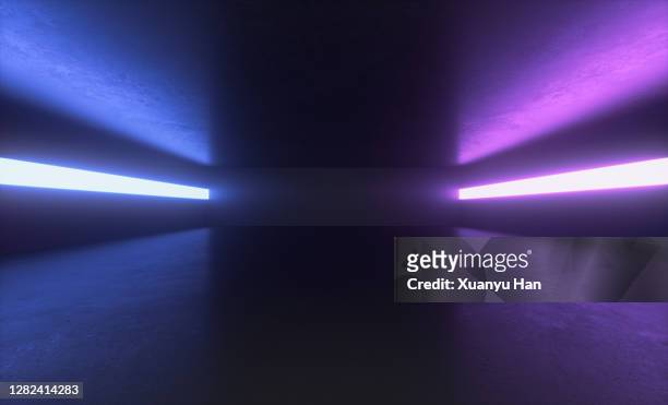 futuristic empty room - licht stock-fotos und bilder