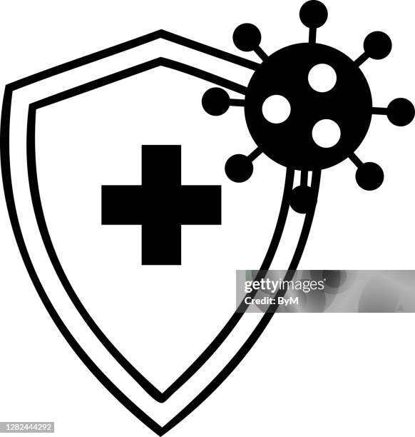 immune from flu germ icon, virus protection, hygiene shield, bacterial prevention - barrier icon stock illustrations