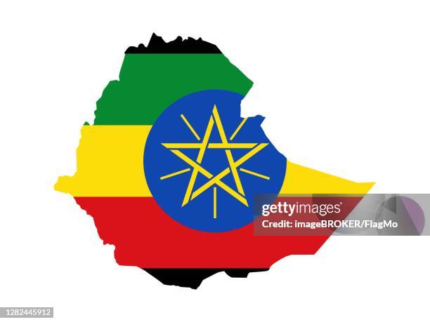 flag in form form of the geographical country, ethiopia, sub-saharan africa, eastern africa - sub saharan africa landscape stock illustrations