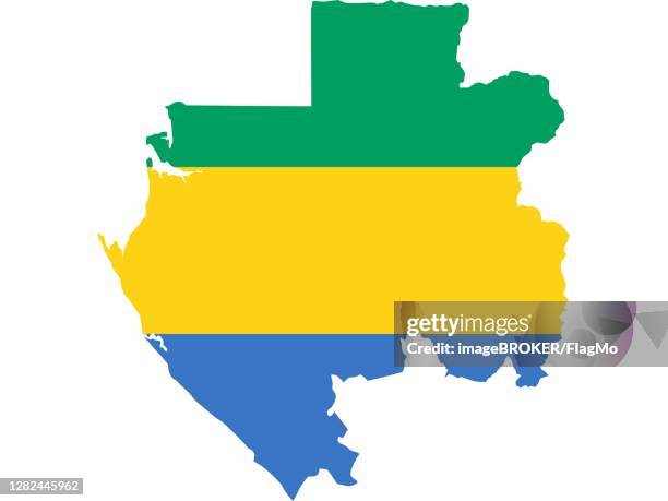 flag in form form of the geographical country, gabon, sub-saharan africa, middle africa - sub saharan africa landscape stock illustrations