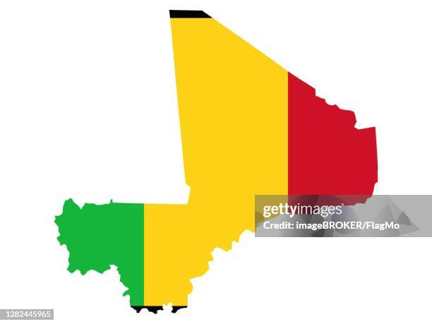 flag in form form of the geographical country, mali, sub-saharan africa, western africa - sub saharan africa landscape stock illustrations