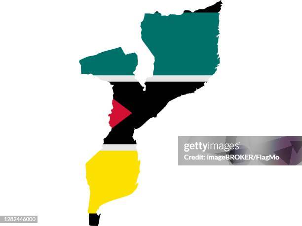 flag in form form of the geographical country, mozambique, sub-saharan africa, eastern africa - sub saharan africa landscape stock illustrations