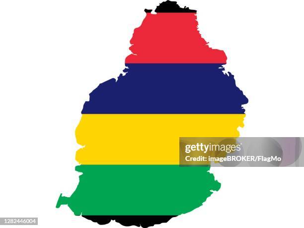 flag in form form of the geographical country, mauritius, sub-saharan africa, eastern africa - sub saharan africa landscape stock illustrations
