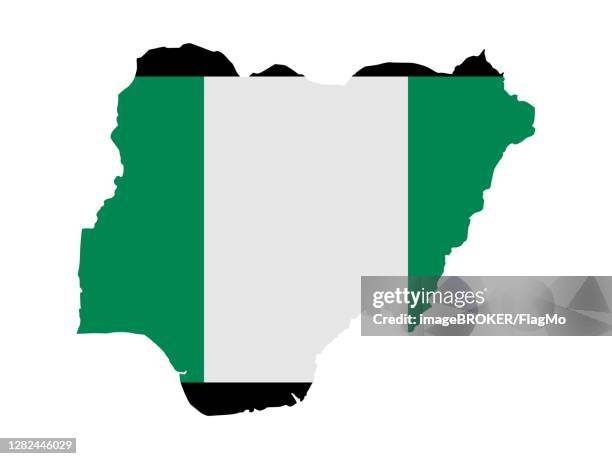 flag in form form of the geographical country, nigeria, sub-saharan africa, western africa - sub saharan africa landscape stock illustrations