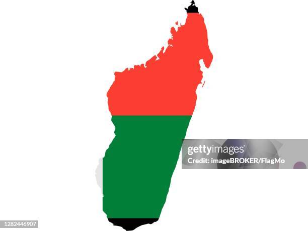 flag in form form of the geographical country, madagascar, sub-saharan africa, eastern africa - sub saharan africa landscape stock illustrations