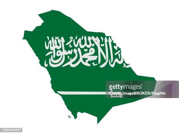 flag in form form of the geographical country, saudi arabia, western asia - arabian peninsula stock-grafiken, -clipart, -cartoons und -symbole