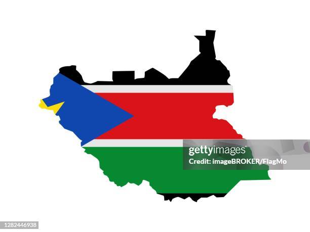 flag in form form of the geographical country, south sudan, sub-saharan africa, eastern africa - sub saharan africa landscape stock illustrations