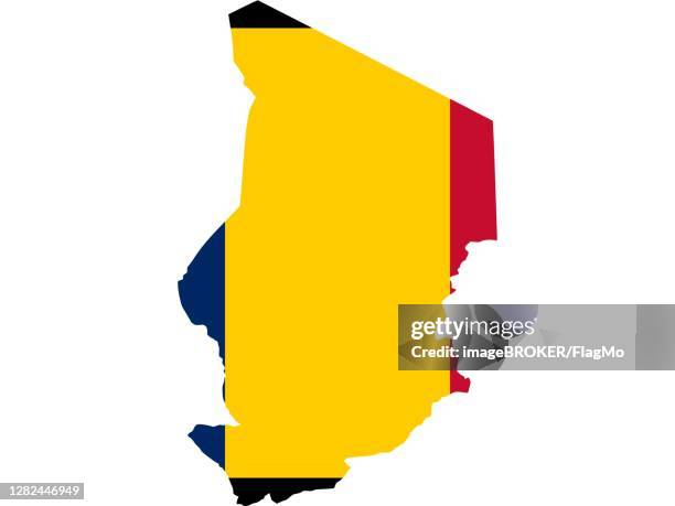 flag in form form of the geographical country, chad, sub-saharan africa, middle africa - sub saharan africa landscape stock illustrations