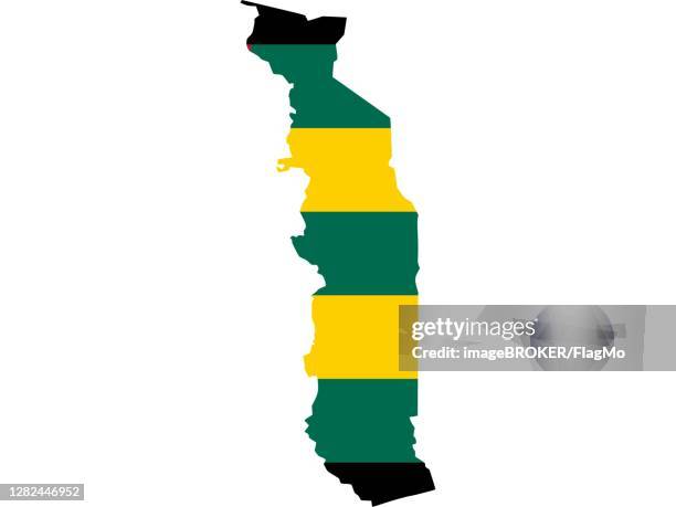 flag in form form of the geographical country, togo, sub-saharan africa, western africa - sub saharan africa landscape stock illustrations