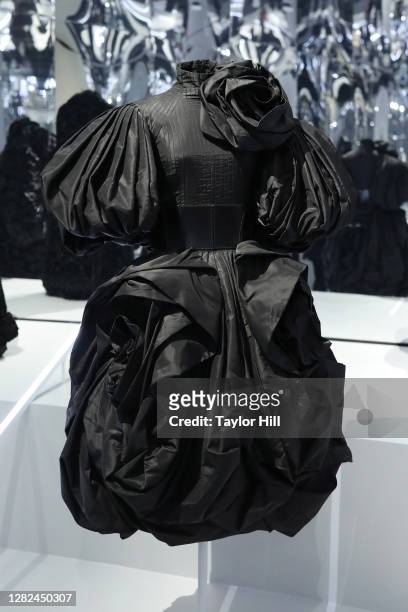 Dress by Sarah Burton of Alexander McQueen on display at the press preview for the Costume Institute's annual exhibition "About Time: Fashion and...