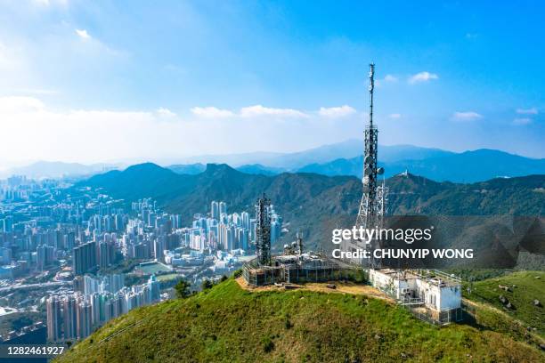 communication antenna in hong kong - weather radar stock pictures, royalty-free photos & images