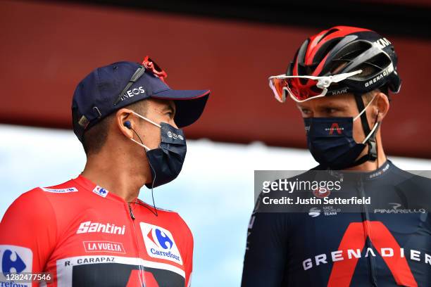 Start / Richard Carapaz of Ecuador and Team INEOS - Grenadiers Red Leader Jersey / Christopher Froome of The United Kingdom and Team INEOS -...