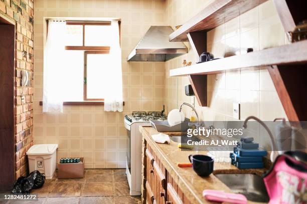 domestic kitchen - untidy sink stock pictures, royalty-free photos & images