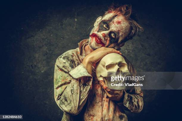 angry halloween clown - insanity stock pictures, royalty-free photos & images