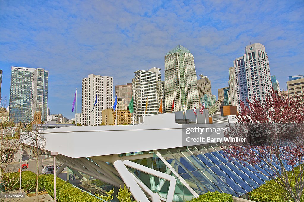 View of downtown with Moscone Convention Center in foreground, San Francisco, CA