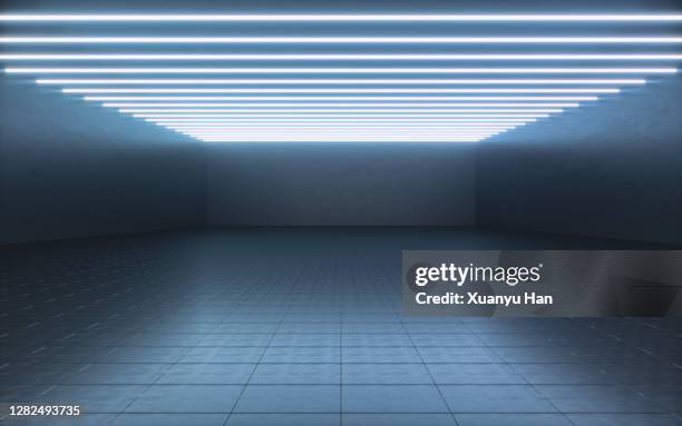 futuristic empty room - ceiling light stockfoto's en -beelden