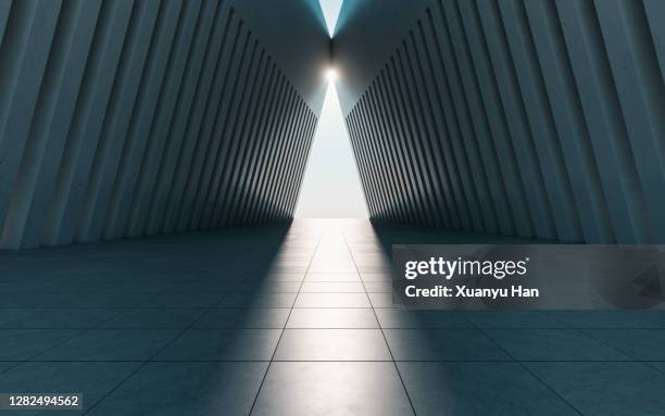 empty concrete building background - light at the end of the tunnel stock pictures, royalty-free photos & images