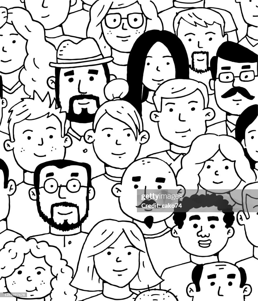 Hand Drawn Crowd Of People Cartoon Illustration High-Res Vector Graphic -  Getty Images