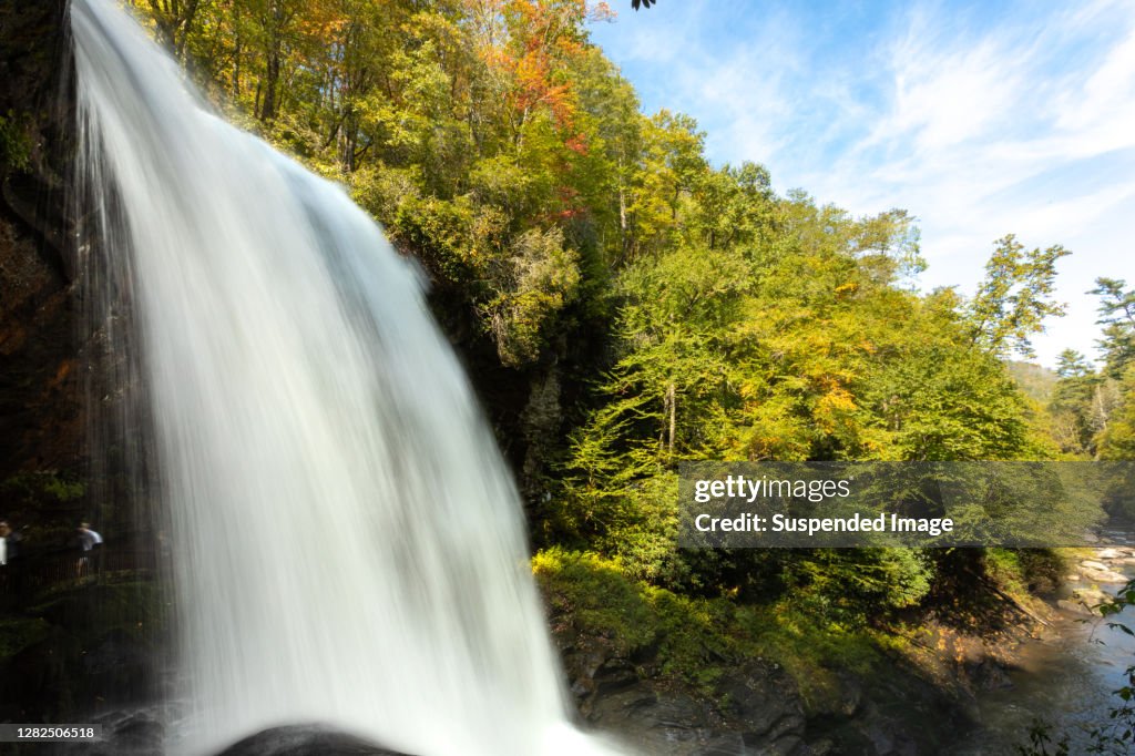 Beautiful flowing waterfall in North Carolina