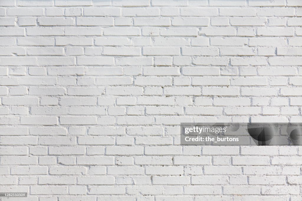 Full frame shot of white painted brick wall, abstract background