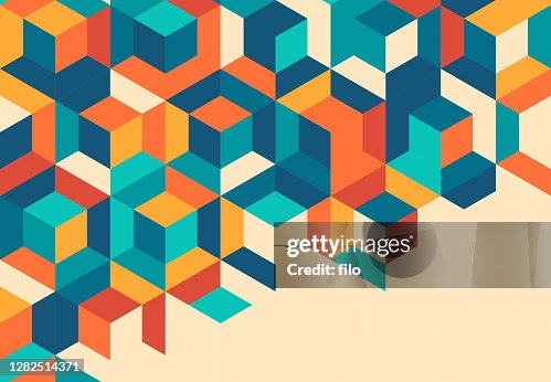 Patrón de fondo abstracto retro cubo Patrón de fondo abstracto retro cubo
