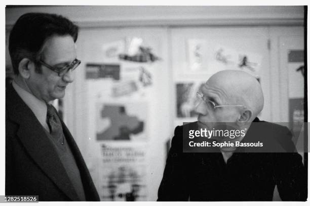 Philosopher Michel Foucault With Writer Claude Mauriac