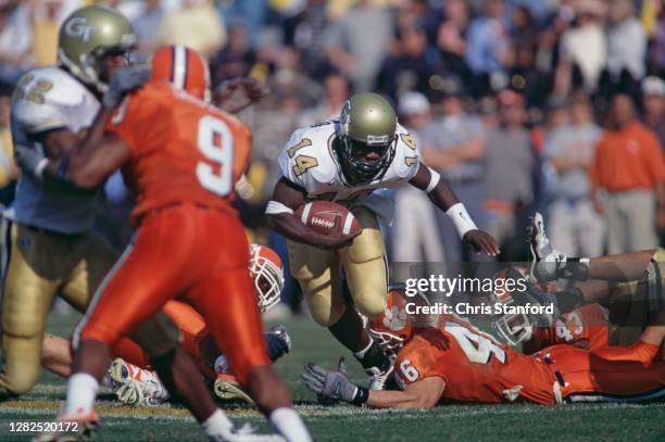 Joe Hamilton, Quarterback for the Georgia Tech Yellow Jackets runs the football during the NCAA Southeastern Conference college football game against...